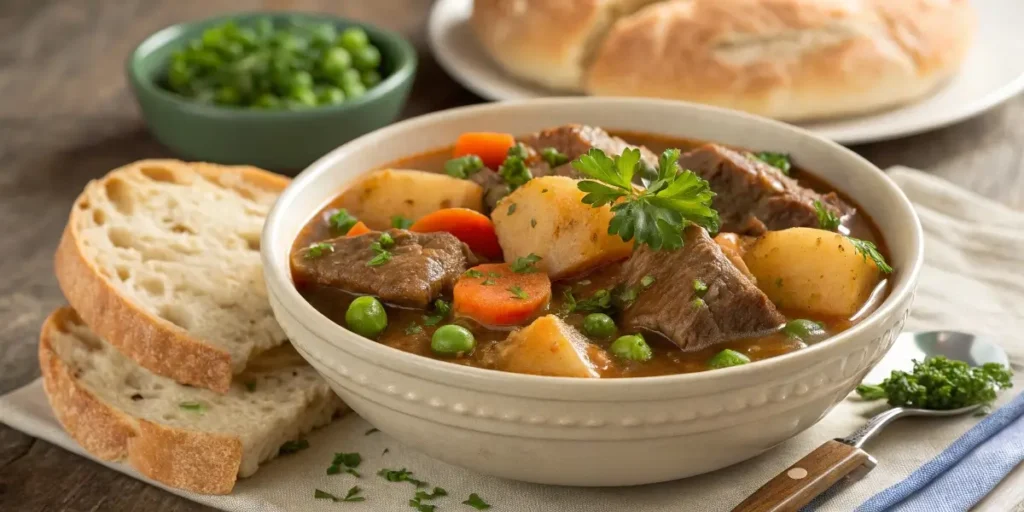 gluten free beef stew served with bread