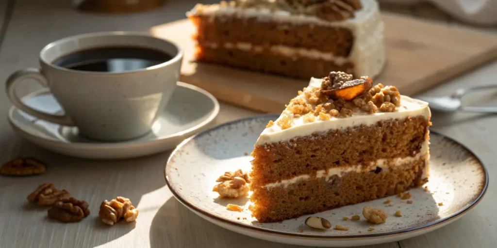 Slice of gluten free carrot cake