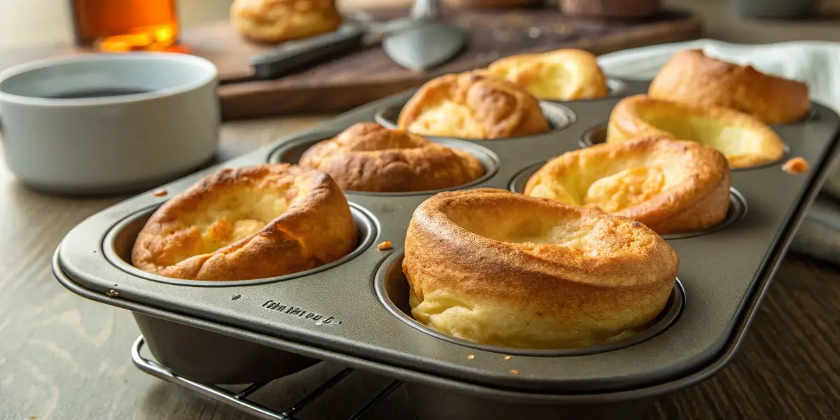 Gluten free recipe for Yorkshire pudding fresh from oven