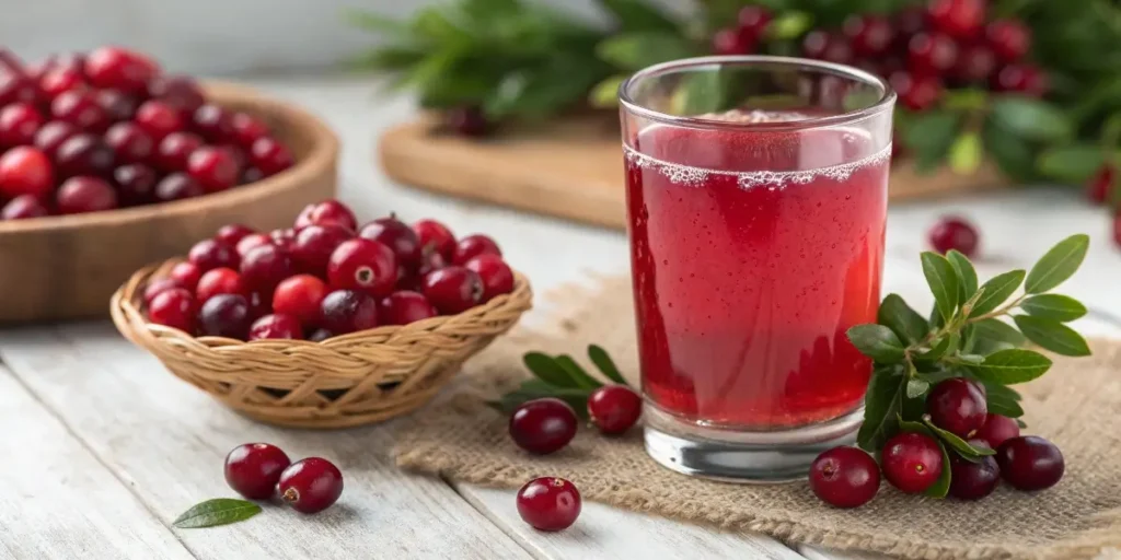 Healthy cranberries and Ocean Spray cranberry juice