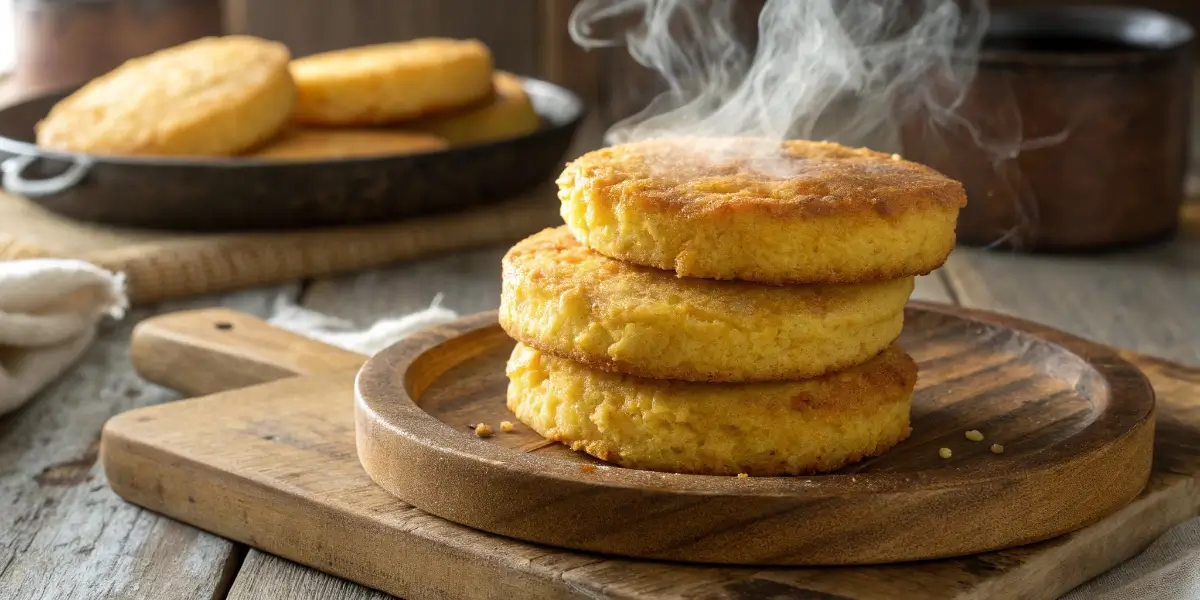 hot water cornbread recipe served on wooden plate