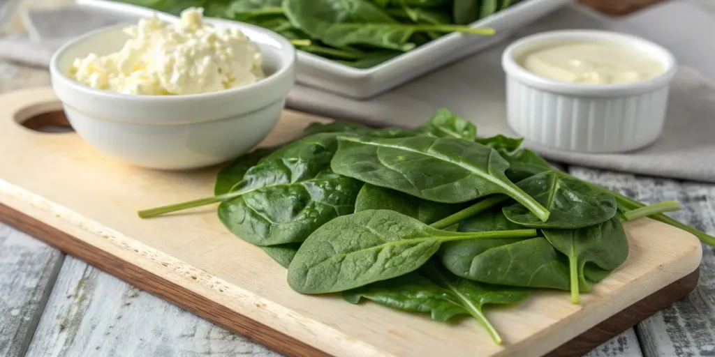 Ingredients for 3 ingredient creamed spinach