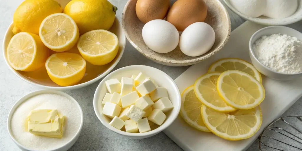 Fresh ingredients for lemon and meringue pie recipe