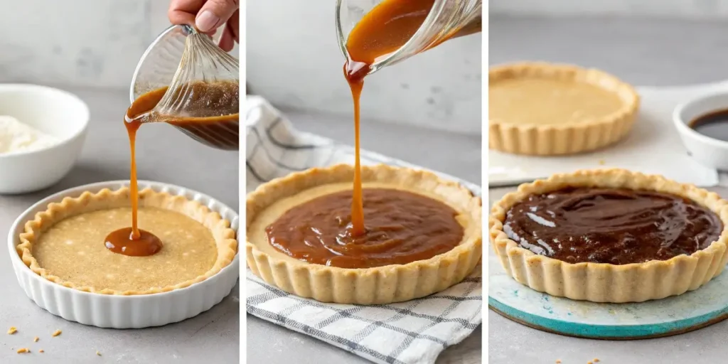 Making Karo syrup pecan pie filling