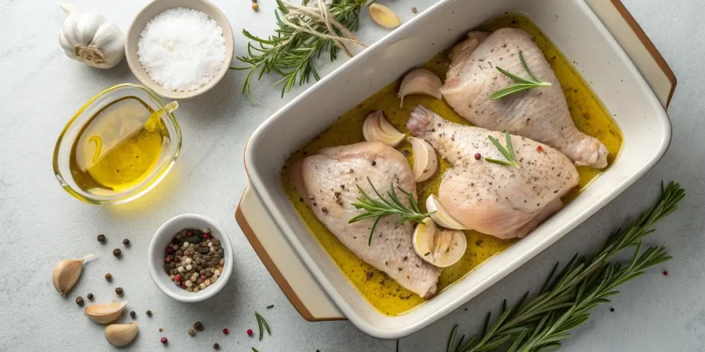 marinated chicken with garlic and rosemary