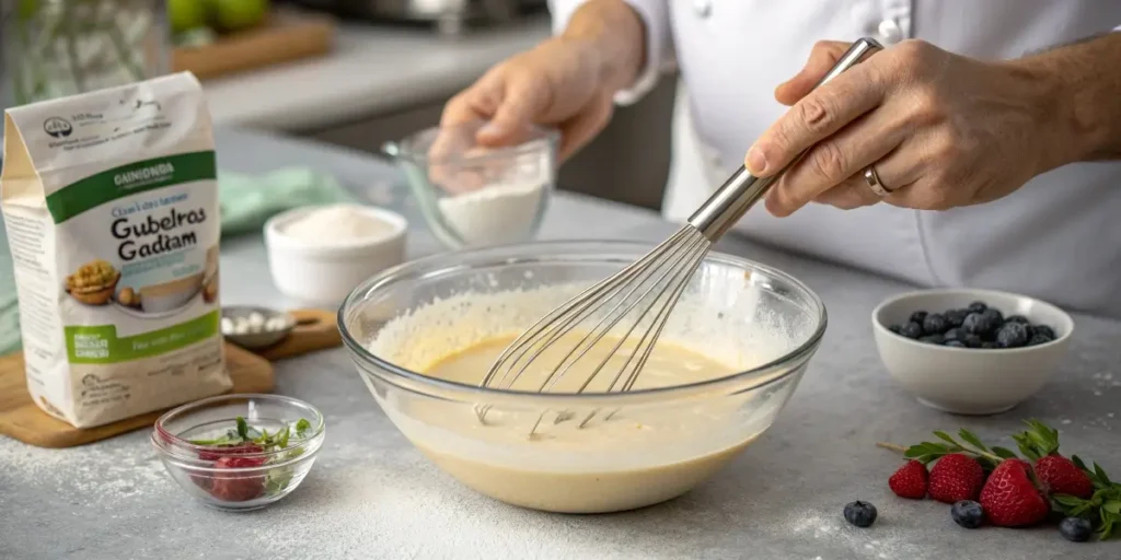 mixing gluten free pancake mix batter