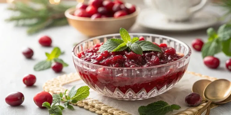 Ocean Spray cranberry sauce in crystal bowl