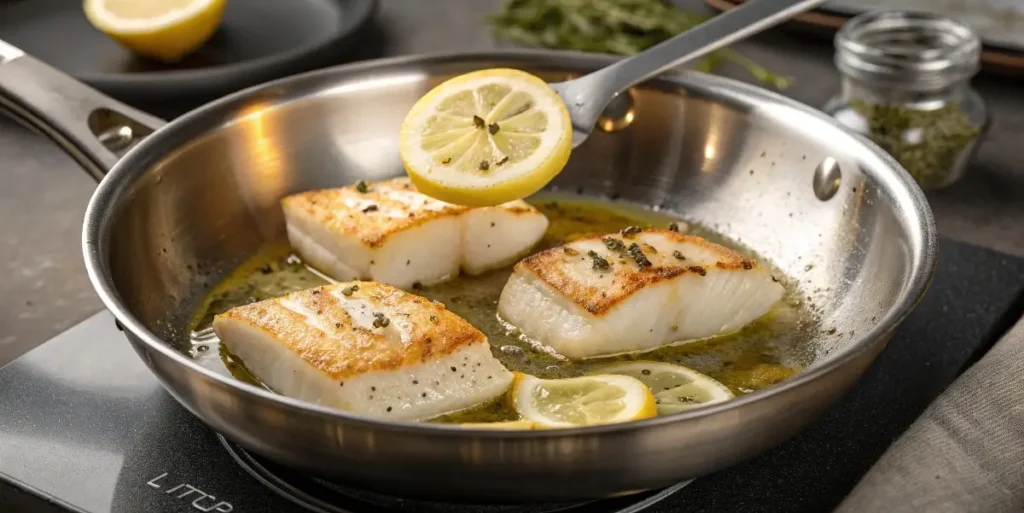 Pan-seared halibut cheeks recipe