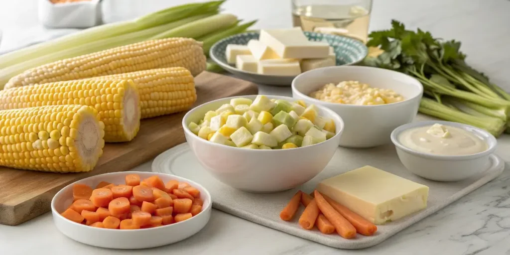 Ingredients for Panera corn chowder recipe