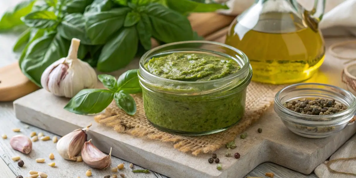 pesto recipe without pine nuts in jar