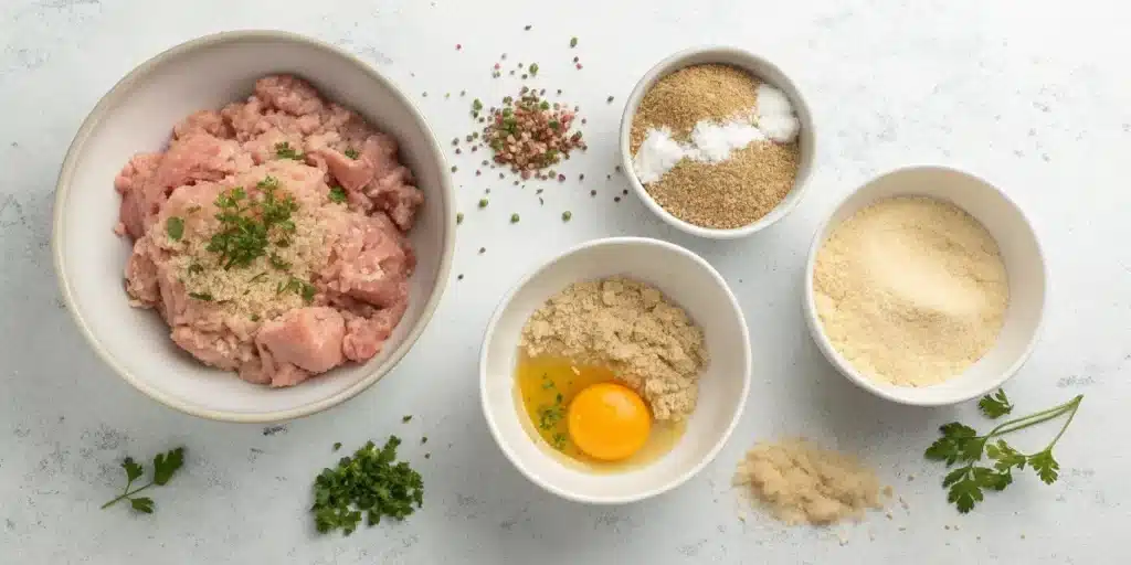 Preparing Salisbury steak patties with ground chicken mixture