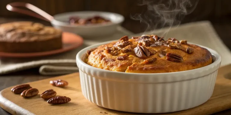 recipe for sweet potato souffle with golden pecan topping