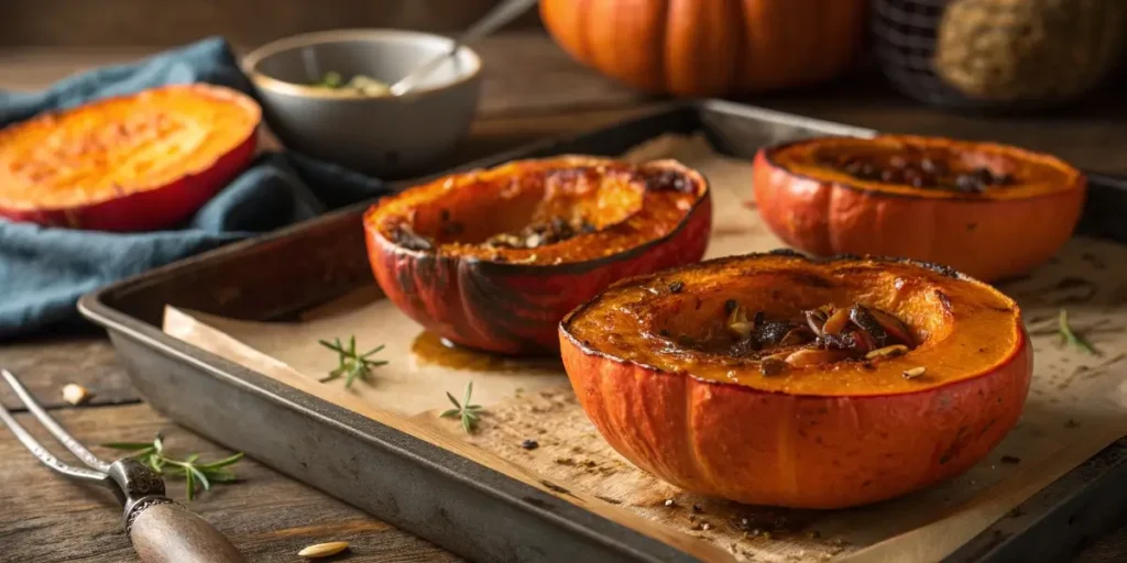 roasting fresh pumpkin for homemade pie
