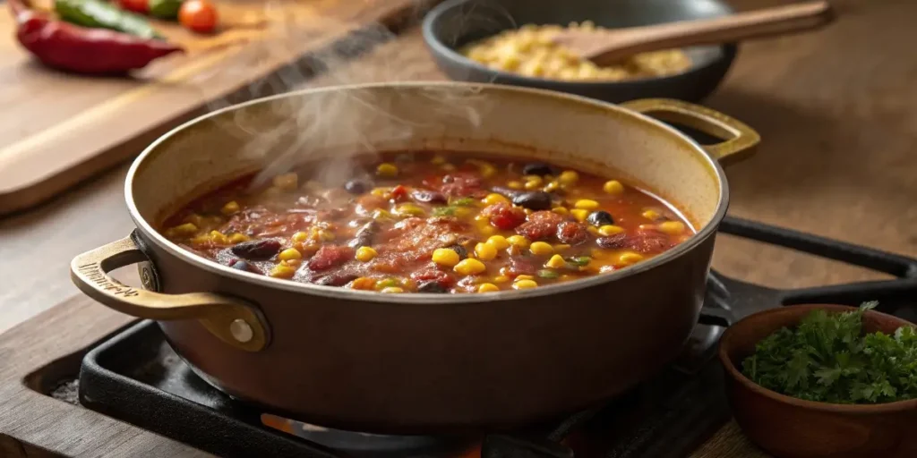 Santa Fe Soup simmering on the stove.