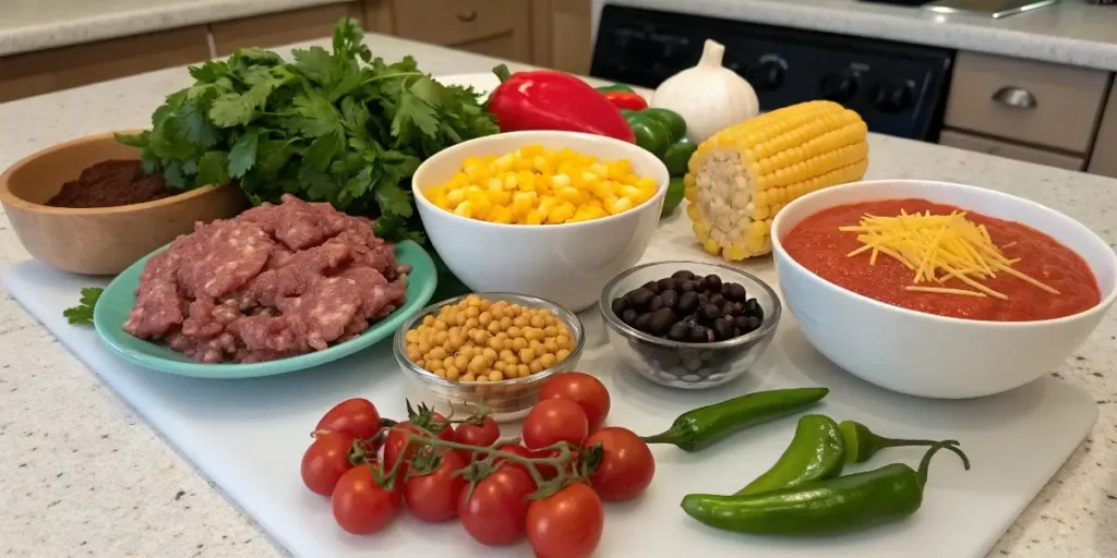 Ingredients for Santa Fe Soup Recipe.