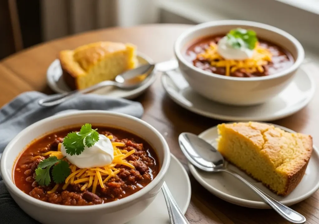 serving chili recipe crockpot with toppings