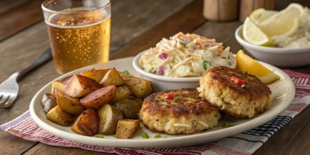 Serving Dungeness crab cakes with classic sides
