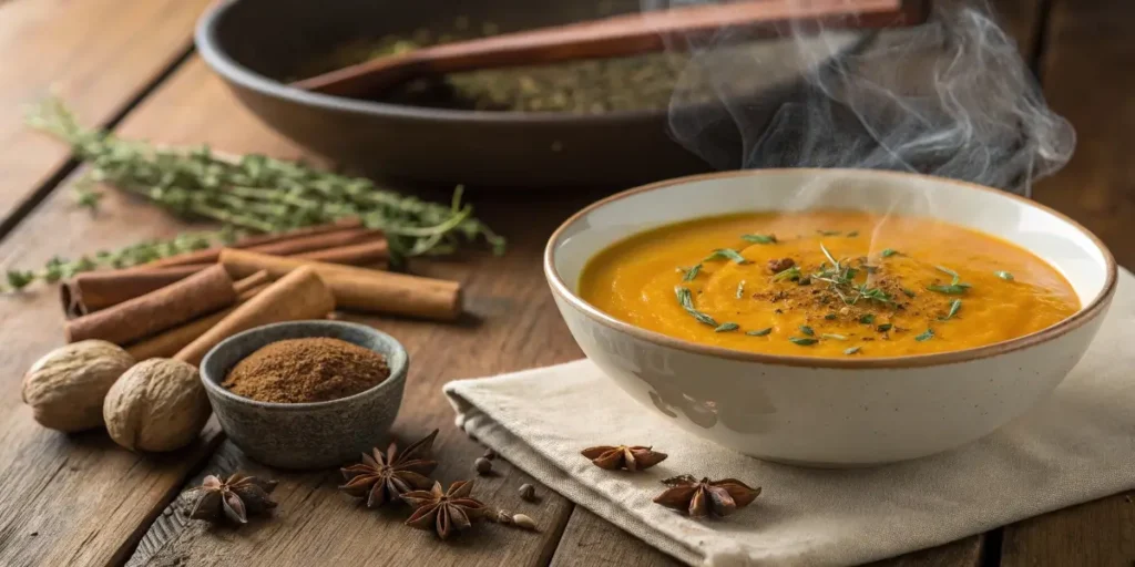 blending 3 ingredient butternut squash soup in pot