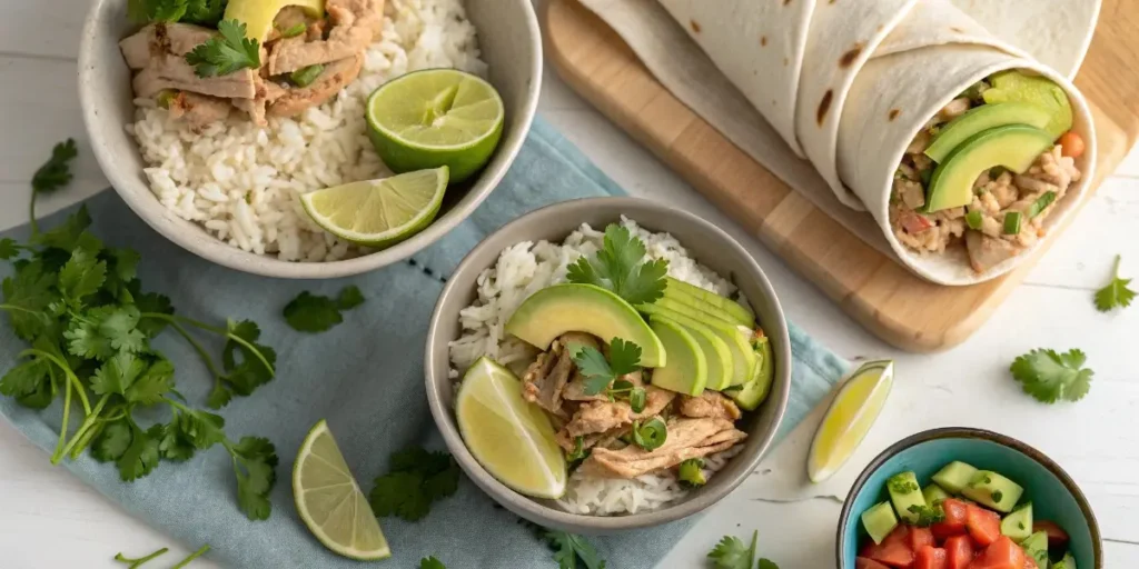 spicy canned tuna rice bowl and wraps