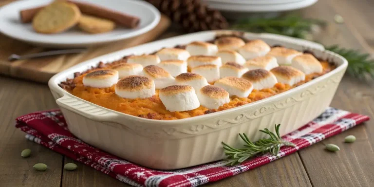 sweet potato casserole with canned yams in baking dish