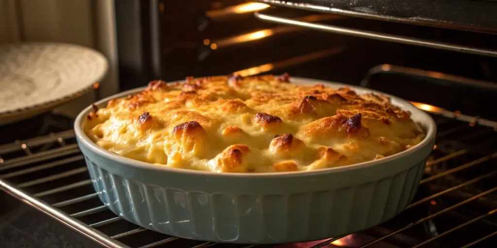 Tinis Mac and Cheese baking in oven