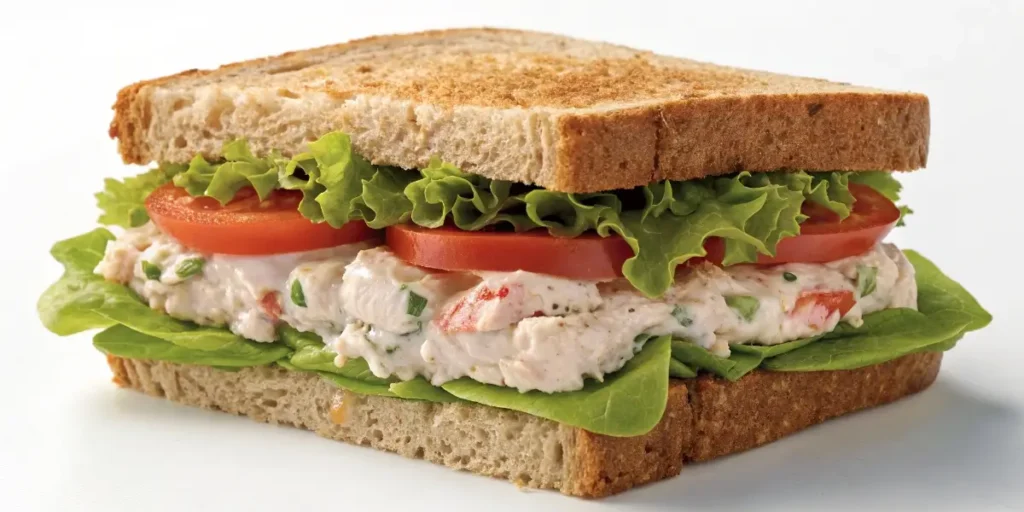 Tuna salad sandwich made with Greek yogurt