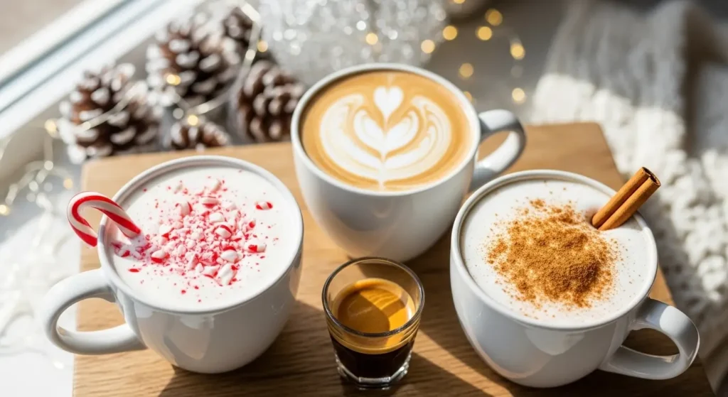 Three variations of white hot chocolate recipe