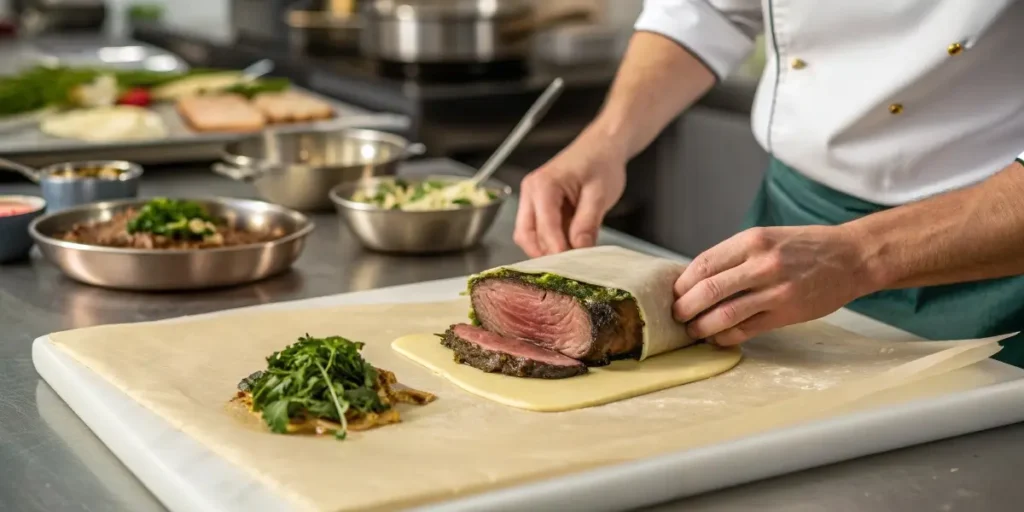 Wrapping Gordon Ramsay Beef Wellington step-by-step