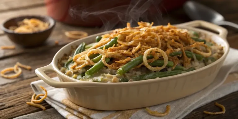 Green Bean Casserole French’s freshly baked with golden onions